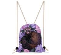 FekiLoot Sable in Hydrangea Bush Drawstring Backpack Sports Gym Bag Drawstring Bags Foldable Backpack for Women Men
