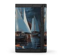 FekiLoot Sailing Landscape Trifold Wallet Slim Minimalist Front Pocket Men's Passcase Wallet Credit Card Holder