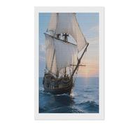 FekiLoot Sailing Ship Diamond Art Kits for Adults Diamond Paintings Kits for Beginners DIY Full Drill Round Rhinestone Gem Art Crafts Paintings for Home Wall Decor