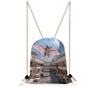 FekiLoot Sakura Sugar Glider Mall Drawstring Backpack Sports Gym Bag Drawstring Bags Foldable Backpack for Women Men