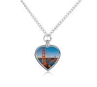 FekiLoot San Francisco Bay Bridge Pet Cremation Jewelry Personalized for Man, Custom Dog Urn Necklaces for Ashes, Heart-Shaped Pendant Urn Necklaces for Cat Lover Woman, with Funnel Kit