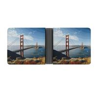 FekiLoot San Francisco Golden Gate Bridge Leather Wallet Mens Bifold Wallets Travel Cash Credit Card Holder Womens Minimalist Purse
