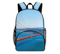 FekiLoot San Francisco Golden Gate Bridge Waterproof Oxford Fabric Backpack, Large Capacity Casual Rucksack with Adjustable Padded Straps, Multipurpose Daypack for Daily Commute Outdoor Activities