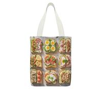 FekiLoot Sandwich Encyclopedia Canvas Tote Bag Lightweight Medium Reusable Grocery Shopping Cloth Bag Multi-Purpose Tote Bags with Zipper Inner Pocket Large Capacity Shopping Bags
