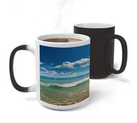 FekiLoot Sandy Beach Mug Heat Sensitive Coffee Mugs Colour Changing Magical Coffee Tea Cup Funny Art Mug Sublimation Mugs Novelty Ceramic Cup for Women Men 11oz