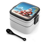 FekiLoot Santa Claus at Beach Bento Box Stackable Lunch Box Salad Lunch Container Leak-Proof Bento Box for Adult Dining Out Work Picnic Travel