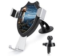 FekiLoot Santa Claus Lighthouse Car Phone Mount for Dashboard/Vent/Windshield Auto-Clamping Gravity Sensor Truck Stand Cradle 90° Rotation Phone Holder Fits 4-6" Phones