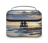 FekiLoot Santa Claus Lighthouse Makeup Bag Large Capacity Travel Cosmetic Bag Lightweight Hand-held Toiletry Bags Portable Cosmetic Pouch Cute Make Up Pouch for Women