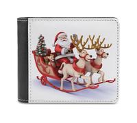 FekiLoot Santa Claus Reindeer Sled Wallet Large Capacity Slim Bifold Wallet with Multiple Card Slots PU Leather Men Purse