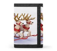 FekiLoot Santa Claus Reindeer Sled Wallet Slim Trifold Wallets with Multiple Card Slots Credit Card Holder Pocket Coin Purse