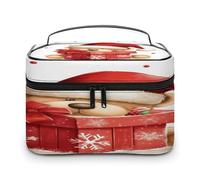 FekiLoot Santa Hat Gift And Merry Christmas Makeup Bag Large Capacity Travel Cosmetic Bag Lightweight Hand-held Toiletry Bags Portable Cosmetic Pouch Cute Make Up Pouch for Women