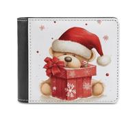 FekiLoot Santa Hat Gift And Merry Christmas Wallet Large Capacity Slim Bifold Wallet with Multiple Card Slots PU Leather Men Purse