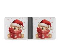 FekiLoot Santa Hat Gift And Merry Christmas Wallet Slim Leather Bifold Wallet Extra Capacity Wallets with Multiple Card Slots Men Billfold