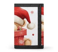 FekiLoot Santa Hat Gift And Merry Christmas Wallet Slim Trifold Wallets with Multiple Card Slots Credit Card Holder Pocket Coin Purse