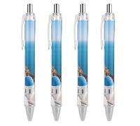 FekiLoot Santorini Greek Island Sea View Ballpoint Pens Retractable Ball Point Pens Smooth-Flowing Black Ink 0.5mm Writing Pen Black Ink Pen for Men Women 4 PCS