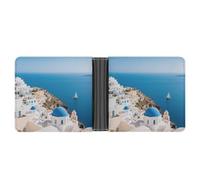FekiLoot Santorini Greek Island Sea View Wallet for Men Slim Wallets for Men Small Wallets Woman Leather Card Holder Wallet