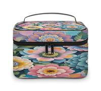 FekiLoot Scales And Flowers Pattern Makeup Bag Large Capacity Travel Cosmetic Bag Lightweight Hand-held Toiletry Bags Portable Cosmetic Pouch Cute Make Up Pouch for Women
