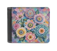 FekiLoot Scales And Flowers Pattern Wallet Large Capacity Slim Bifold Wallet with Multiple Card Slots PU Leather Men Purse