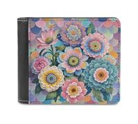 FekiLoot Scales And Flowers Pattern Wallet Large Capacity Slim Bifold Wallet with Multiple Card Slots PU Leather Men Purse