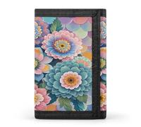FekiLoot Scales And Flowers Pattern Wallet Slim Trifold Wallets with Multiple Card Slots Credit Card Holder Pocket Coin Purse