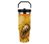 FekiLoot Scarab Sunflower 30oz Tumbler with Handle And Flip Straw Lid Double Wall Travel Leak-proof Coffee Mug Stainless Steel Vacuum Insulated Coffee Tumblers Cup for Hot And Cold Drinks