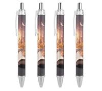 FekiLoot Scenes in The Book Ballpoint Pens Retractable Black Ink Ballpoint Pens 0.5mm Medium Point Smooth Writing Pattern Pen with Super Soft Grip Cute Work Supplies for Men Women 4 PCS