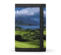 FekiLoot Scenic Hawaii Golf Tropical Wallet Compact Blocking Trifold Wallets with Zipper Minimalist Purse Wallet Credit Card Holder