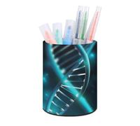 FekiLoot Science Gene Strand Round Pen Holder Non Slip Pencil Organizer PU Leather Makeup Brush Storage Organizer Personalized Pen Cup Caddy for Desk Office Classroom Home