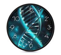 FekiLoot Science Gene Strand Wall Clock 10 Inch Silent Non Ticking Battery Operated Round Wall Clock Modern Decorative Clocks for Kitchen Home Office Living Room Bedroom Bathroom White