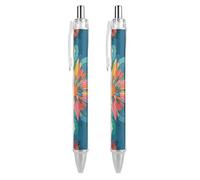 FekiLoot Scottish Thistle Ballpoint Pens Retractable Black Ink Ballpoint Pens 0.5mm Medium Point Smooth Writing Pattern Pen with Super Soft Grip Cute Work Supplies for Men Women 2 PCS