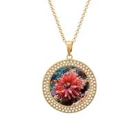 FekiLoot Sea Anemone Pendant Necklace for Women Men Elegant Diamond Circle Necklaces with 19.7 Inch Chain, Zinc Diamond Jewelry for Birthday Christmas Valentine's Day Gift, One Size, Zinc, Diamond