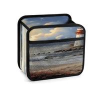FekiLoot Sea Lighthouse Sandbeach Backseat Car Organizer - Premium PU Leather Hanging Car Seat Organizer with Storage Mesh Pockets, Large Capacity Car Backseat Organizer Travel Accessories