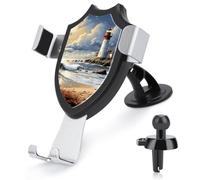 FekiLoot Sea Lighthouse Sandbeach Car Phone Mount for Dashboard/Vent/Windshield Auto-Clamping Gravity Sensor Truck Stand Cradle 90° Rotation Phone Holder Fits 4-6" Phones