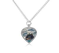 FekiLoot Sea Otter Custom Ashes Necklace Personalized Pet Urn Hair Cremation Souvenir Necklace Memorial Keepsake Holder Pendant Heart Jewelry for Ashes Gift for Dog Loss
