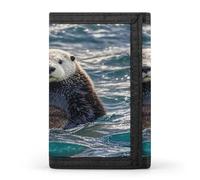 FekiLoot Sea Otter Men's Wallet Extra Capacity Trifold Wallet Thin & Stylish Trifold Card Holder with ID Window