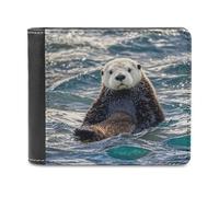 FekiLoot Sea Otter Wallet Large Capacity Slim Bifold Wallet with Multiple Card Slots PU Leather Men Purse