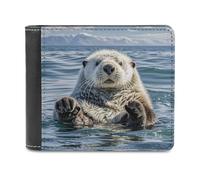 FekiLoot Sea Otter Wallet Large Capacity Slim Bifold Wallet with Multiple Card Slots PU Leather Men Purse