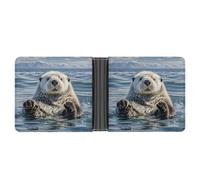 FekiLoot Sea Otter Wallet Slim Leather Bifold Wallet Extra Capacity Wallets with Multiple Card Slots Men Billfold