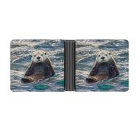 FekiLoot Sea Otter Wallet Slim PU Bifold Design Wallet with Multiple Card Slots Wallets Extra Capacity Pocket Wallets