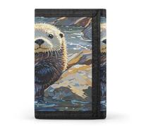 FekiLoot Sea Otters Painting Wallet Slim Trifold Wallets with Multiple Card Slots Credit Card Holder Pocket Coin Purse