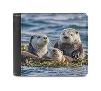 FekiLoot Sea Otters Wallet Large Capacity Slim Bifold Wallet with Multiple Card Slots PU Leather Men Purse