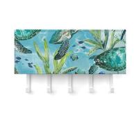 FekiLoot Sea Turtle-Blue Key Holder for Wall Adhesive, No Drilling, Key Hooks with 5 Hooks Wall Mounted, Self Adhesive Keys Rack for Entryway, Hallway, Living Room, Kitchen, Office