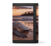 FekiLoot Sea Turtle Sunset Trifold Wallet Slim Minimalist Front Pocket Men's Passcase Wallet Credit Card Holder