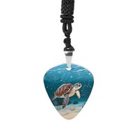FekiLoot Sea Turtle Swimming Guitar Pick Necklace Titanium Steel Music Hip Hop Punk Pendant Necklaces Personalized Guitar Picks Necklace for Men And Women Metal Guitars Picks Necklaces