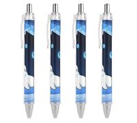 FekiLoot Seal in Ice Cave Ballpoint Pens Retractable Ball Point Pens Smooth-Flowing Black Ink 0.5mm Writing Pen Black Ink Pen for Men Women 4 PCS