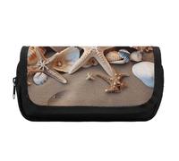 FekiLoot Seashells Starfish Sand Pencil Case Office Pencil Box Large Capacity Pencil Box Pouch Holder Double Zipper Pencil Case Use to Organize Desktop And Plan Space Home Office