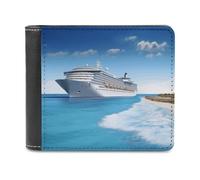 FekiLoot Seaside Cruise Ship Leather Wallet for Women&Men Billfold Purse Credit Card Holder Slim Bifold Wallet Front Pocket Wallets