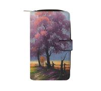 FekiLoot Season Landscape Wallet Large Capacity Travel Double Fold Wallets Portable Zipper Leather Purse for Women Men