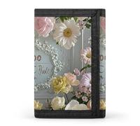 FekiLoot Shabby Chic Flowers Wallet Slim Trifold Wallets with Multiple Card Slots Credit Card Holder Pocket Coin Purse