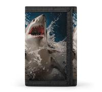 FekiLoot Shark Attack Fish Wallet for Men Trifold Wallet with Multiple Card Slots Slim Wallets Minimalist Front Pocket Unisex